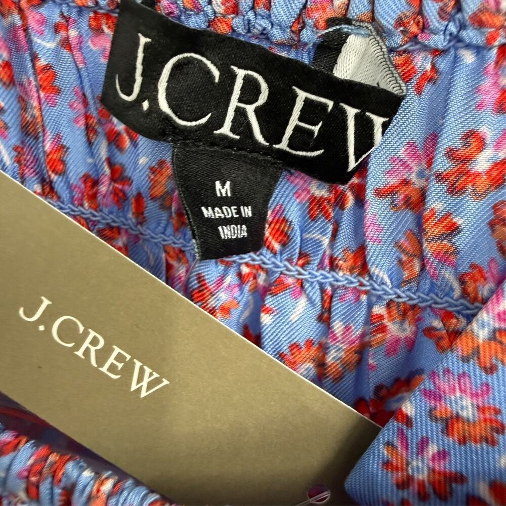 NWT J. Crew Smocked Midi Dress Womens Medium Blue Floral Summer Fields CK736 - Picture 8 of 11